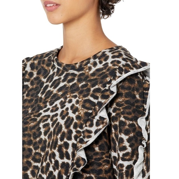 1. State Leopard Long Sleeve Ruffle Sweatshirt - Picture 2 of 10